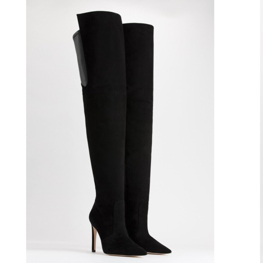 Good American The Emma Boot | Suede Black001